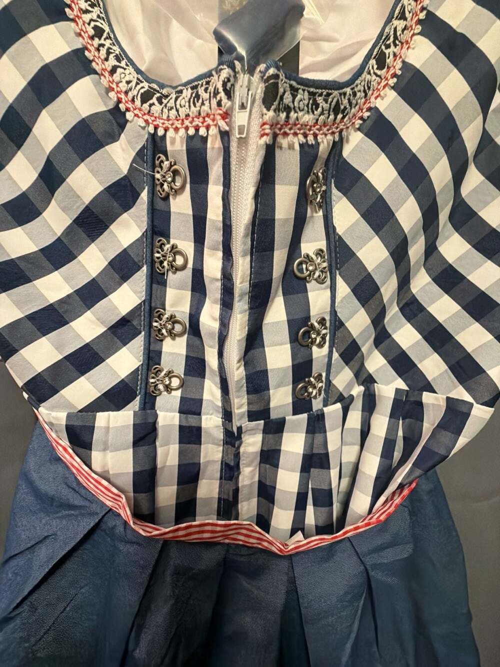 3 Piece Oktoberfest Plaid Costume with Dress, Crop Top Shirt & Apron Size XL NWT - Picture 11 of 14